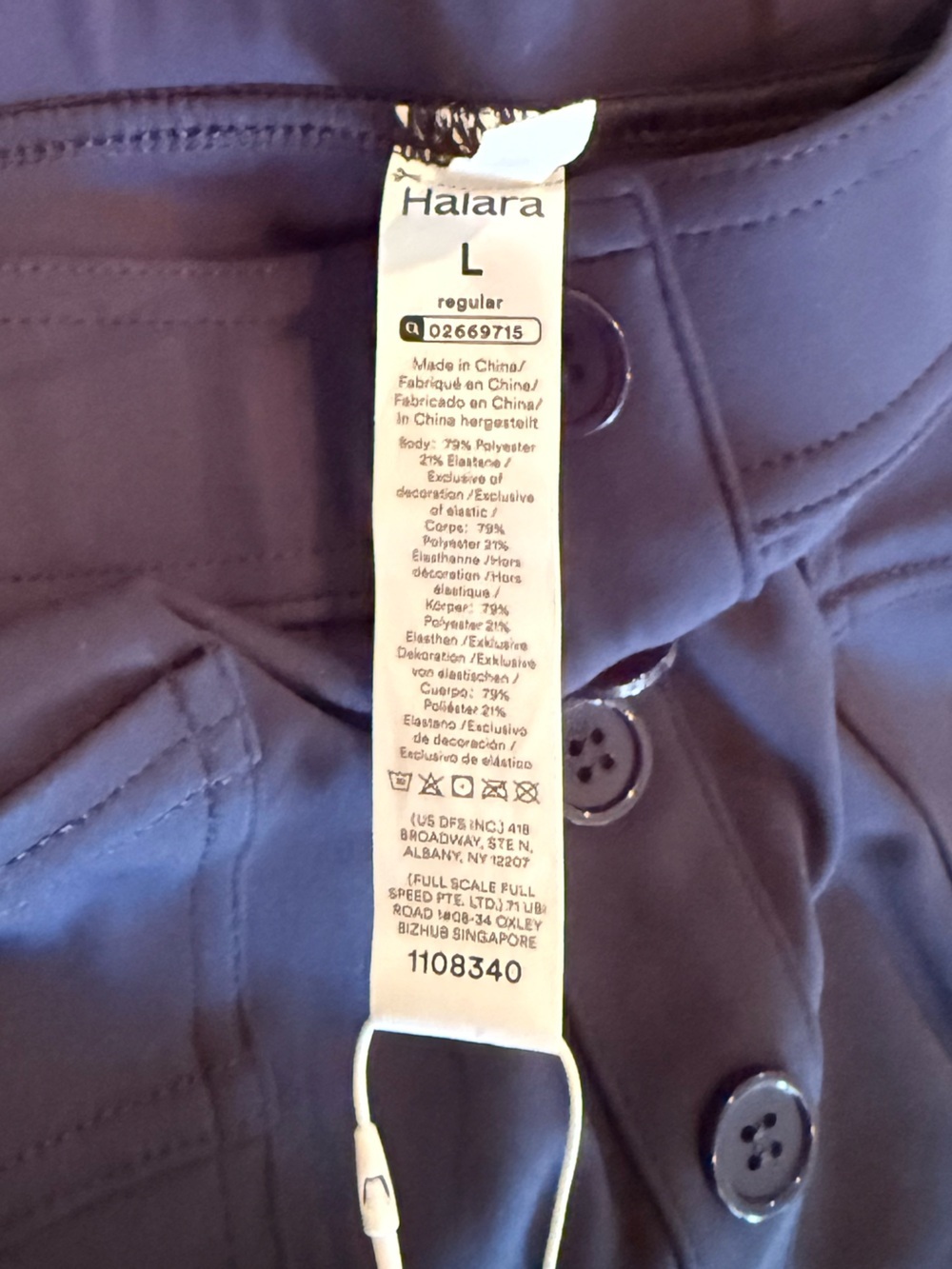 Halara Navy Wide-Leg Button Front Stretch Trouser sz L - Picture 7 of 10
